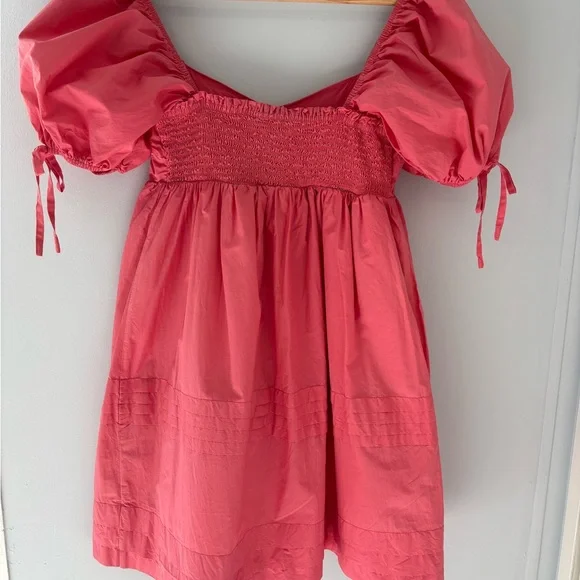 English Factory Pleated Balloon Sleeve Babydoll Dress Pink Size Small - Picture 7 of 8